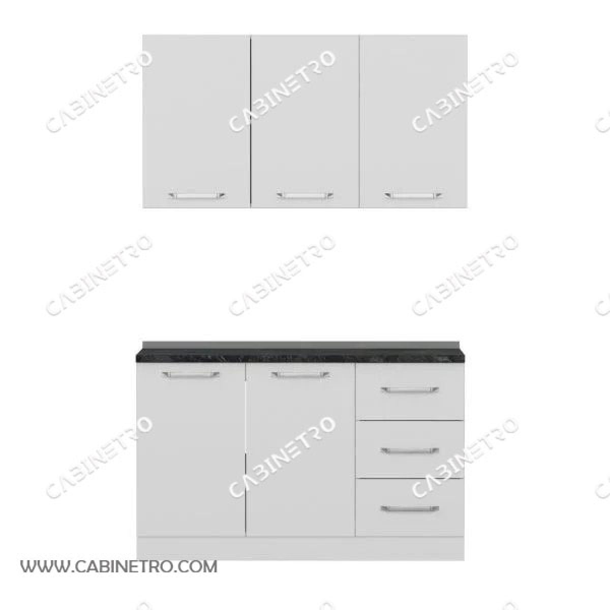کابینت آشپزخانه | سفید 135 سانتی کشویی