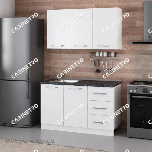 کابینت آشپزخانه | سفید 135 سانتی کشویی