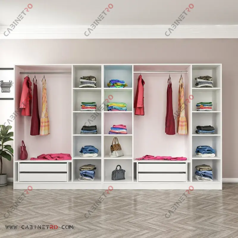 کمد لباس هفت درب کشودار و طبقه‌دار گردویی 315 سانتی‌متر سری Araz