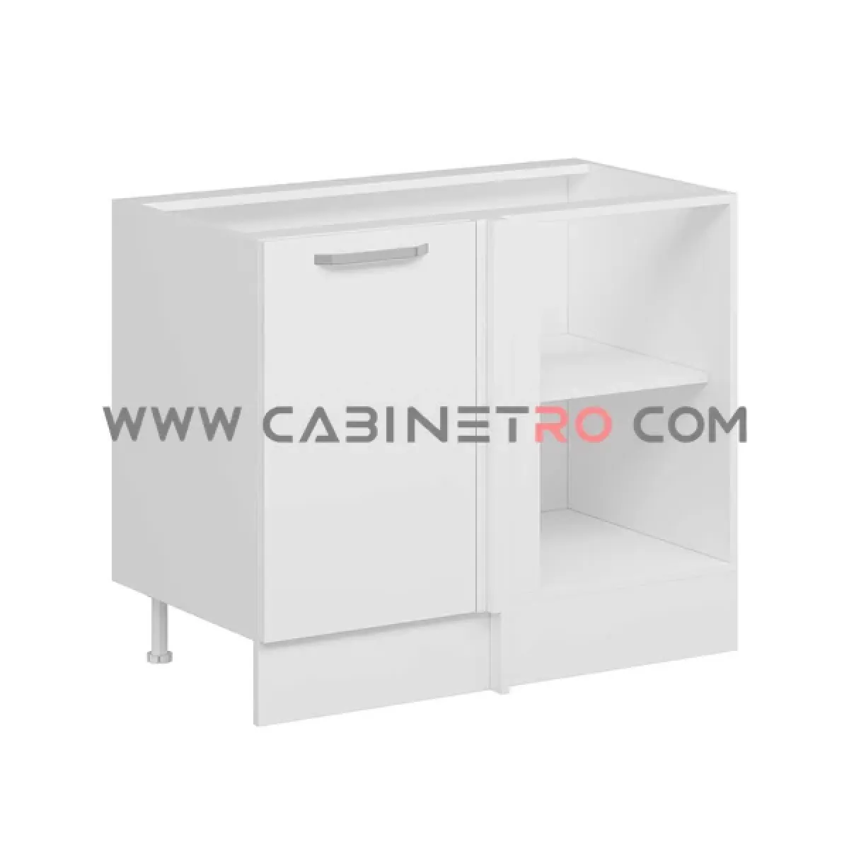 نمای چپ کابینت زمینی سفید کنج ۱۰۵ سانت کابینت رو