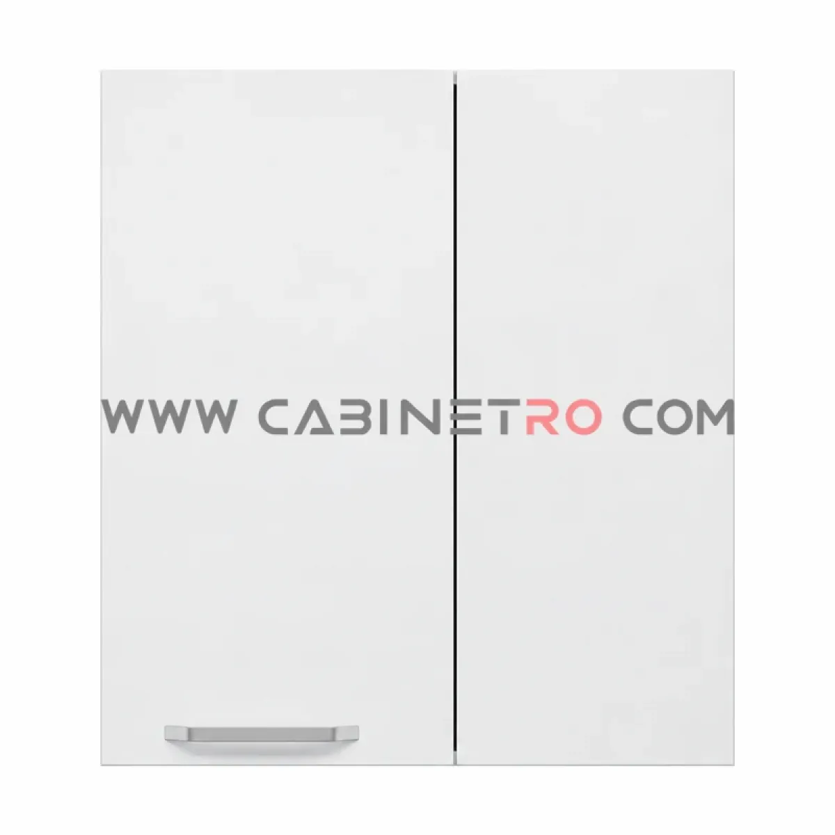نمای روبرو کابینت دیواری کنجی سفید عرض ۸۰ ارتفاع 90 سانت با پنل ثابت ۳۵ سانتی راست و درب ۴۵ سانتی چپ کابینت رو