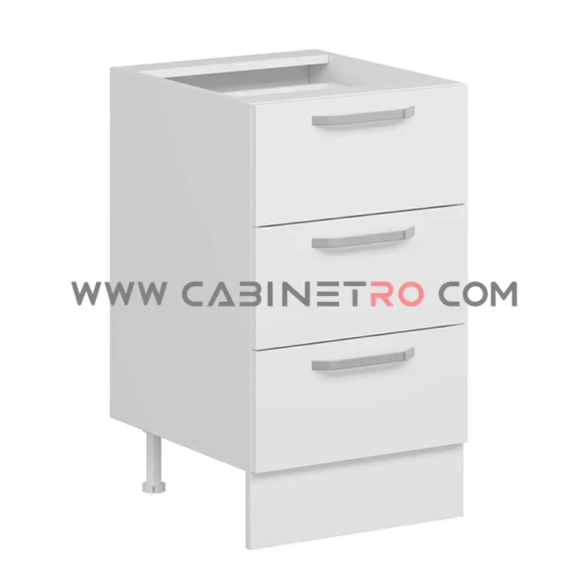 نمای چپ کابینت زمینی سفید سه کشو مساوی ۵۰ سانت کابینت رو
