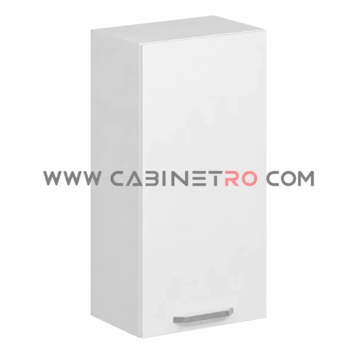 نمای چپ کابینت دیواری سفید تک درب عرض 50 ارتفاع ۹۰ سانت کابینت رو