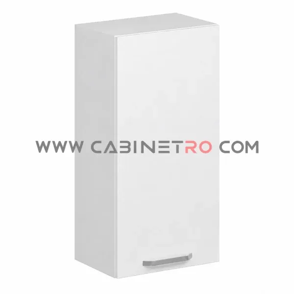 نمای چپ کابینت دیواری سفید تک درب عرض 50 ارتفاع ۹۰ سانت کابینت رو