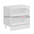 نمای داخل بدون در کابینت زمینی سفید سه کشو با کشوی مخفی ۹۰ سانت کابینت رو