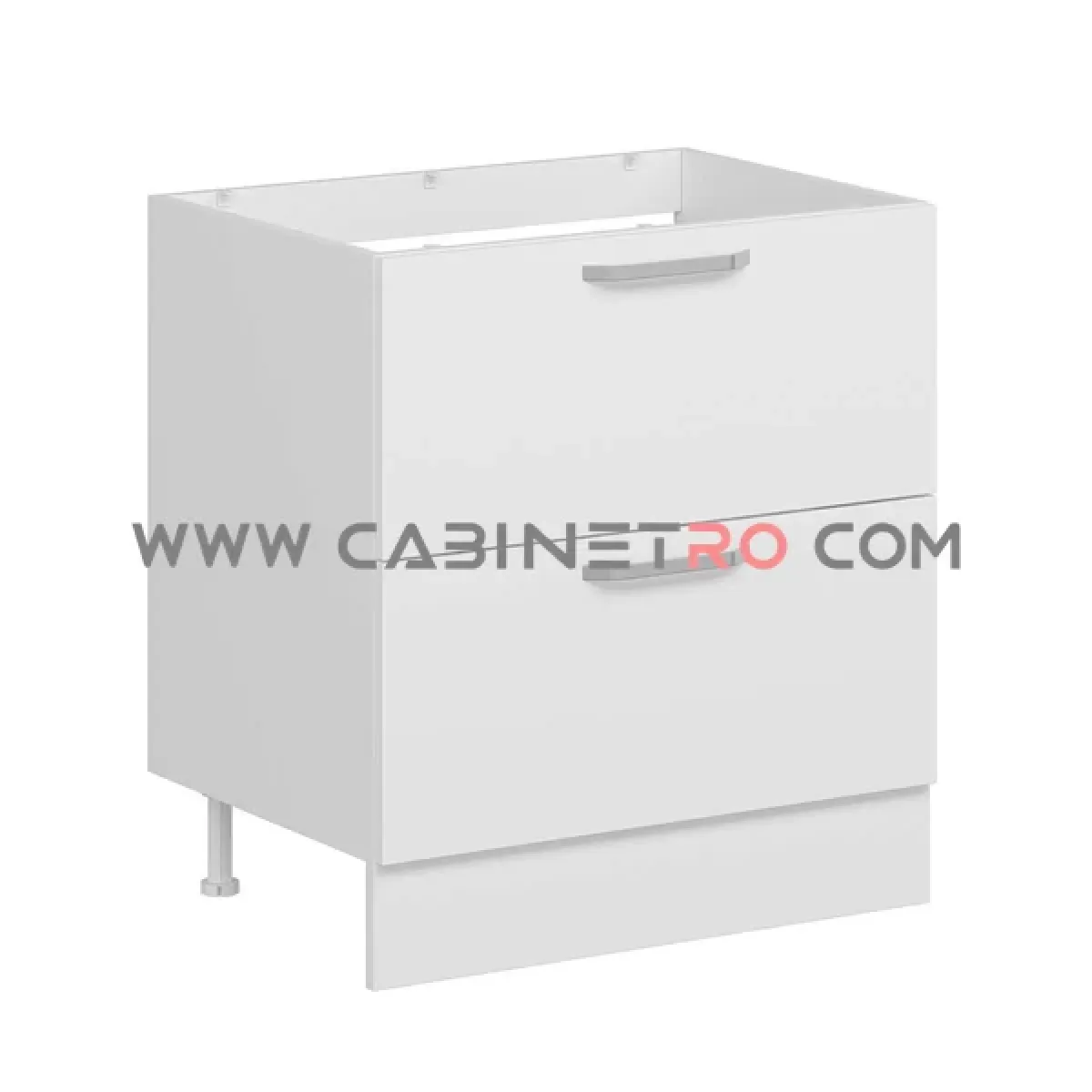 نمای چپ کابینت زمینی سفید سه کشو با کشوی مخفی ۶۰ سانت کابینت رو