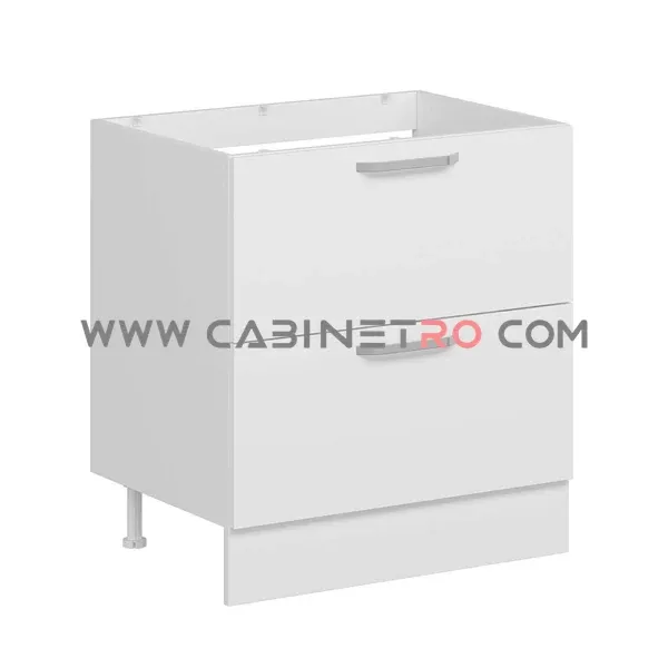 نمای چپ کابینت زمینی سفید سه کشو با کشوی مخفی ۶۰ سانت کابینت رو