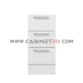 نمای روبرو کابینت زمینی سفید سه کشو مساوی ۴۰ سانت کابینت رو