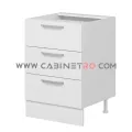 نمای راست کابینت زمینی سفید سه کشو مساوی ۶۰ سانت کابینت رو