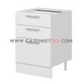 نمای راست کابینت زمینی سفید سه کشو با کشوی عمیق ۶۰ سانت کابینت رو