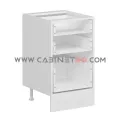 نمای داخل بدون در کابینت زمینی سفید سه کشو با کشوی عمیق ۵۰ سانت کابینت رو