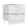 نمای چپ کابینت زمینی سفید سه کشو با کشوی عمیق ۹۰ سانت کابینت رو