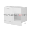 نمای راست کابینت زمینی سفید کنج ۱۰۵ سانت کابینت رو