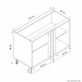 نقشه فنی ابعاد کابینت زمینی سفید کنج عرض ۱۲۰ سانتی متر کابینت رو