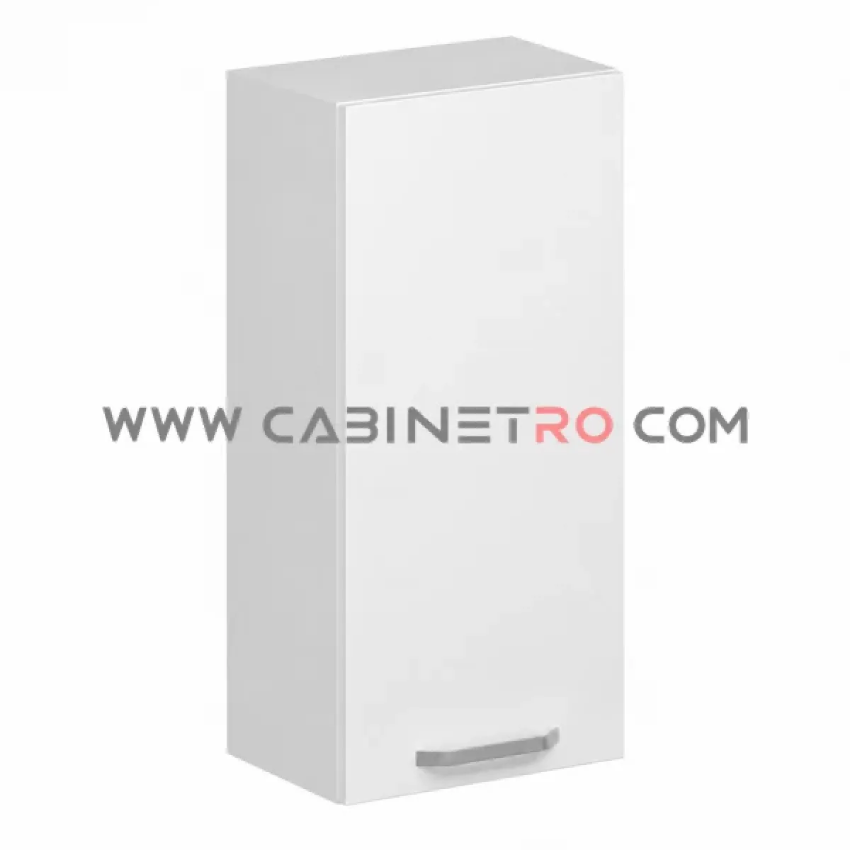 نمای چپ کابینت دیواری سفید تک درب عرض 40 ارتفاع ۹۰ سانت کابینت رو