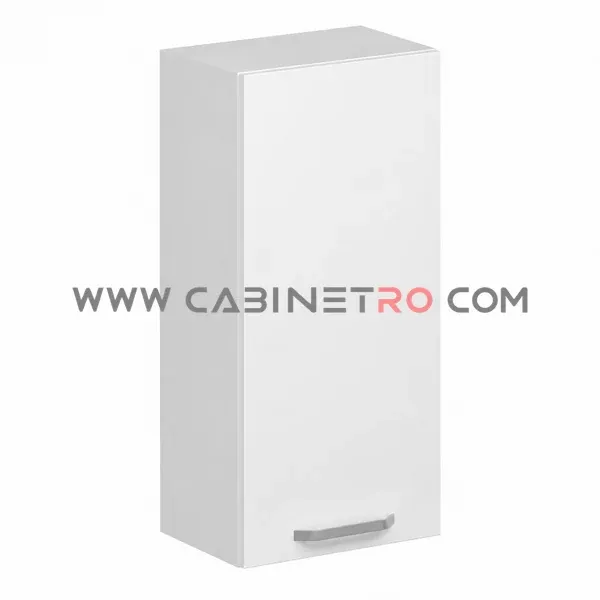 نمای چپ کابینت دیواری سفید تک درب عرض 40 ارتفاع ۹۰ سانت کابینت رو