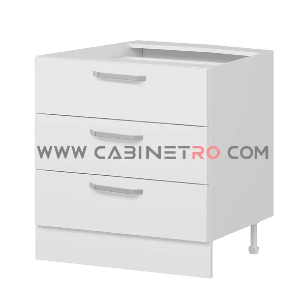 نمای چپ کابینت زمینی سفید سه کشو مساوی ۹۰ سانت کابینت رو