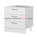 نمای چپ کابینت زمینی سفید سه کشو مساوی ۹۰ سانت کابینت رو