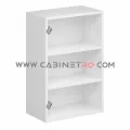 نمای داخل بدون در با دو طبقه کابینت دیواری سفید تک درب عرض ۶۰ ارتفاع ۹۰ سانت کابینت رو