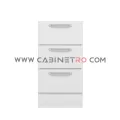 نمای روبرو کابینت زمینی سفید سه کشو مساوی ۴۵ سانت کابینت رو