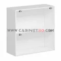 نمای داخل بدون در با یک طبقه ثابت وسط کابینت دیواری سفید آبچکان عرض 90 ارتفاع ۹۰ سانت کابینت رو