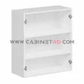 نمای داخل بدون در با دو طبقه کابینت دیواری سفید دو درب عرض ۸۰ ارتفاع ۹۰ سانت کابینت رو