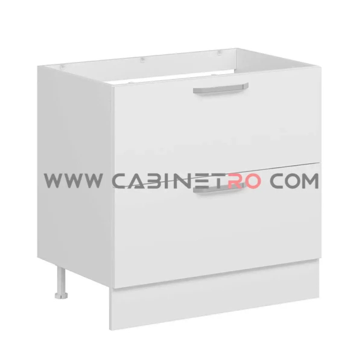 نمای چپ کابینت زمینی سفید سه کشو با کشوی مخفی ۹۰ سانت کابینت رو