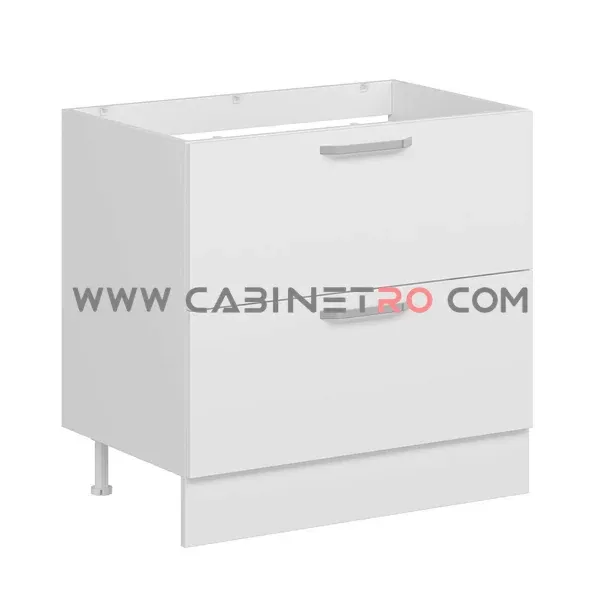 نمای چپ کابینت زمینی سفید سه کشو با کشوی مخفی ۹۰ سانت کابینت رو