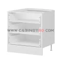 نمای داخل بدون در کابینت زمینی سفید سه کشو مساوی ۹۰ سانت کابینت رو