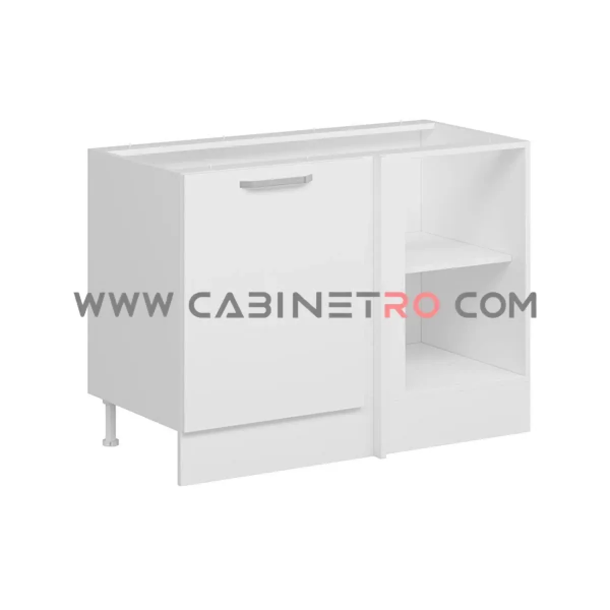 نمای چپ کابینت زمینی سفید کنج ۱۲۰ سانت کابینت رو