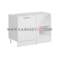 نمای چپ کابینت زمینی سفید کنج ۱۲۰ سانت کابینت رو