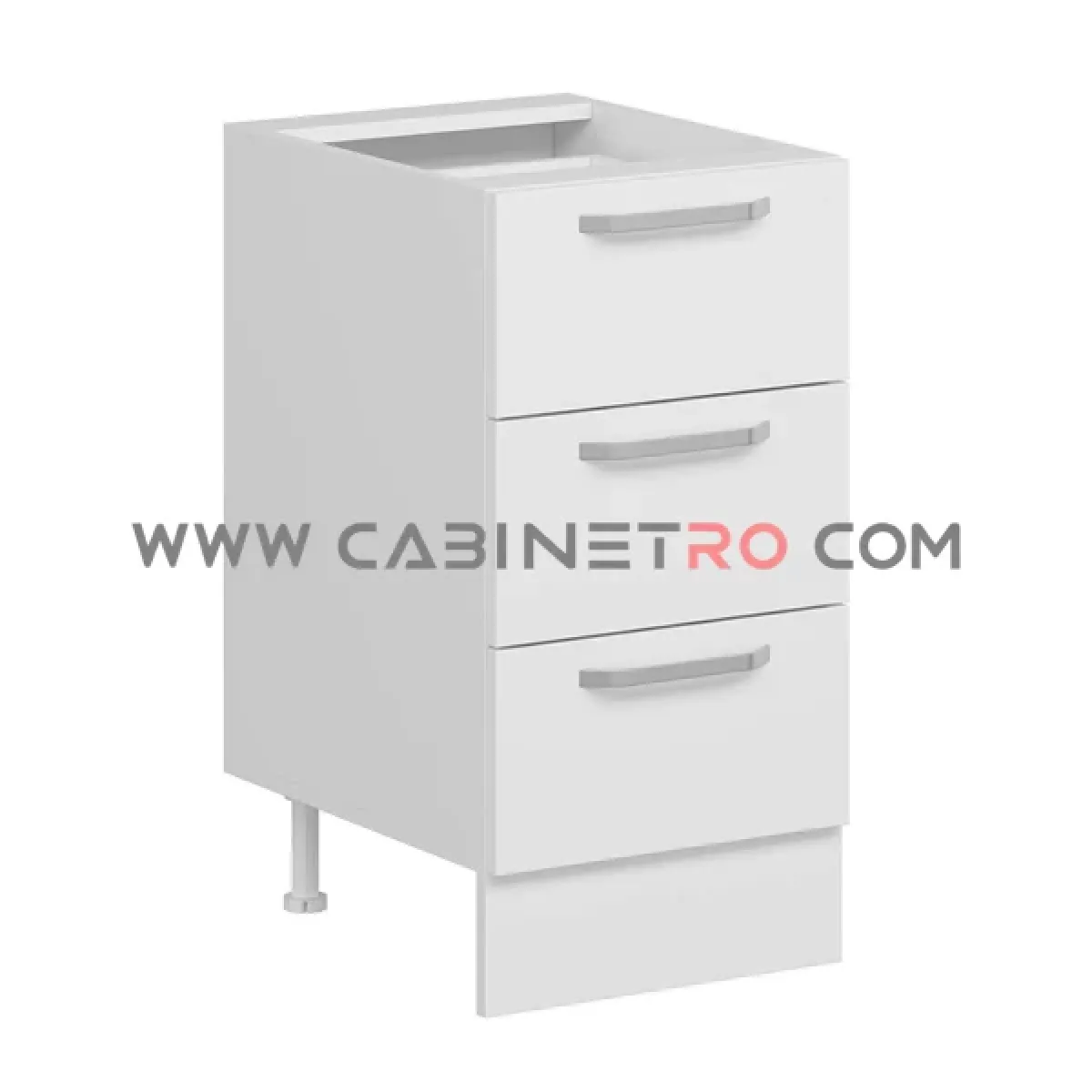 نمای چپ کابینت زمینی سفید سه کشو مساوی ۴۵ سانت کابینت رو