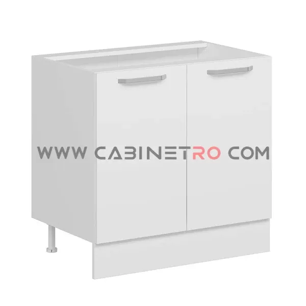 نمای چپ کابینت زمینی سفید دو درب ۹۰ سانت کابینت رو