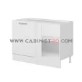 نمای راست کابینت زمینی سفید کنج ۱۲۰ سانت کابینت رو