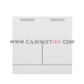 نمای روبرو کابینت زمینی سفید دو درب ۹۰ سانت کابینت رو