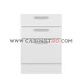 نمای روبرو کابینت زمینی سفید سه کشو با کشوی عمیق ۶۰ سانت کابینت رو