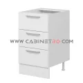 نمای راست کابینت زمینی سفید سه کشو مساوی ۵۰ سانت کابینت رو