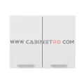 نمای روبرو کابینت دیواری سفید دو درب 90 سانت ارتفاع ۷۲ سانت کابینت رو