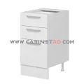 نمای راست کابینت زمینی سفید سه کشو با کشوی عمیق ۴۵ سانت کابینت رو