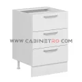 نمای چپ کابینت زمینی سفید سه کشو مساوی ۶۰ سانت کابینت رو