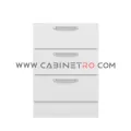 نمای روبرو کابینت زمینی سفید سه کشو مساوی ۶۰ سانت کابینت رو