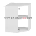 نمای داخل بدون در کابینت دیواری سفید کنج ال ۶۰ در ۶۰ سانت ارتفاع ۷۲ سانت کابینت رو