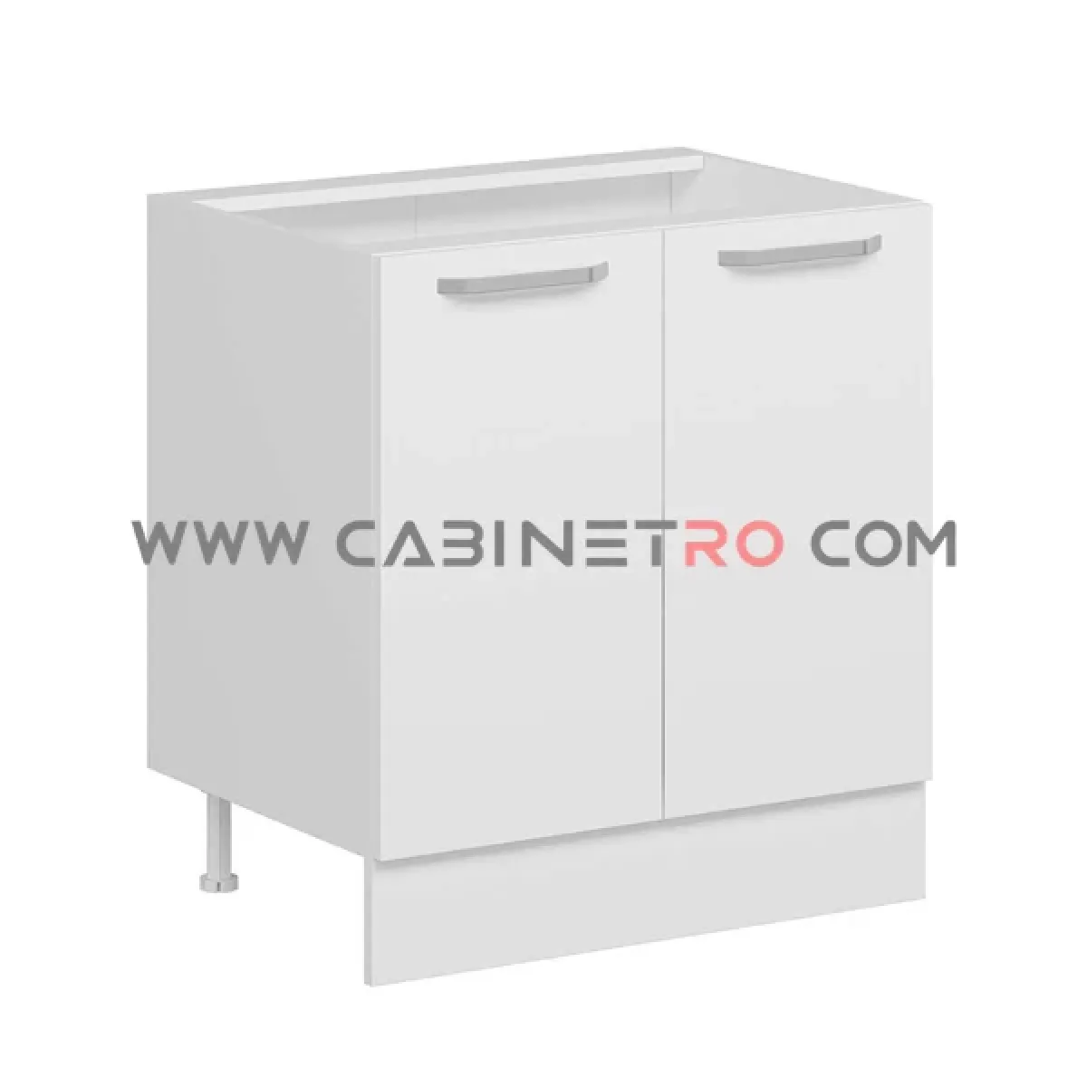 نمای چپ کابینت زمینی سفید دو درب ۸۰ سانت کابینت رو