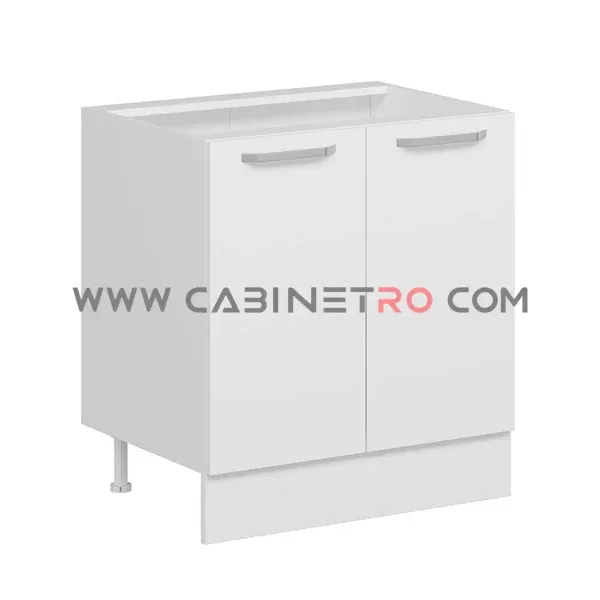 نمای چپ کابینت زمینی سفید دو درب ۸۰ سانت کابینت رو