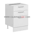 نمای چپ کابینت زمینی سفید سه کشو با کشوی عمیق ۶۰ سانت کابینت رو