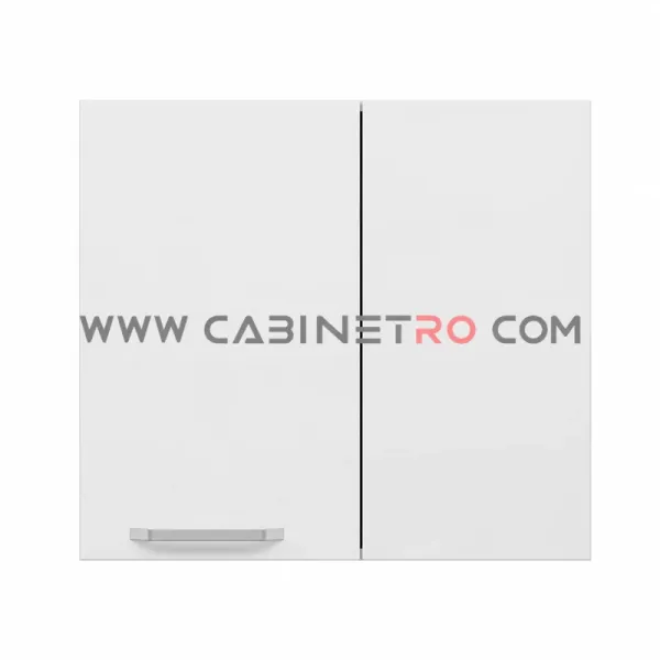 نمای روبرو کابینت دیواری کنجی سفید عرض ۸۰ ارتفاع 72 سانت با پنل ثابت ۳۵ سانتی راست و درب ۴۵ سانتی چپ کابینت رو