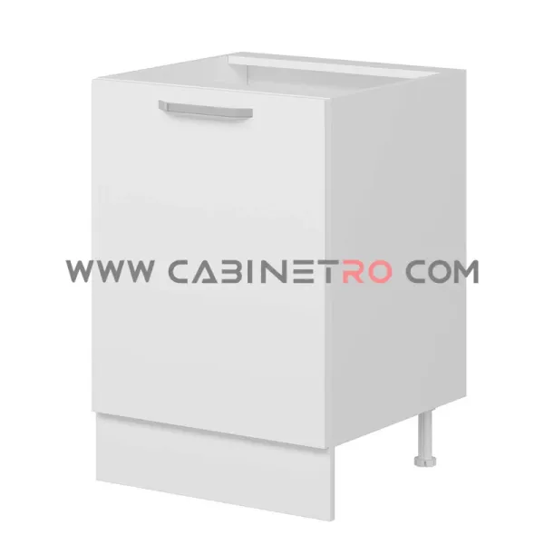 نمای راست کابینت زمینی سفید تک درب ۶۰ سانت کابینت رو