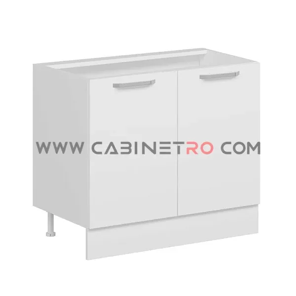 نمای چپ کابینت زمینی سفید دو درب ۱۰۰ سانت کابینت رو