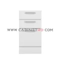 نمای روبرو کابینت زمینی سفید سه کشو با کشوی عمیق ۴۵ سانت کابینت رو