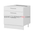نمای راست کابینت زمینی سفید سه کشو با کشوی عمیق ۹۰ سانت کابینت رو